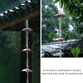 TZSSP Rain Chain,6FT Umbrella Rain Chains,Adjustable Rain Catcher Chain for Outdoor Garden Decor，Replacement Downspout for Gutters