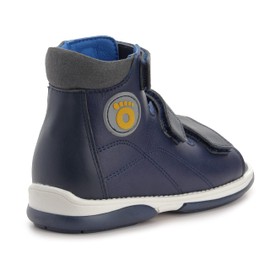Memo Pedro Corrective Orthopedic High-Top AFO-Like Microfiber Sandal, Navy Blue, 23 (7 M US Toddler)