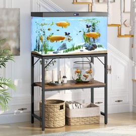 MAHANCRIS 20 Gallon Fish Tank Stand, Aquarium Stand with 2-Tier Storage Shelves, Heavy Duty Breeder Turtle Terrarium Stand Rack for Home Office, 24.0" L x 11.8" W x 24.4" H, Rustic Brown FTHR2001