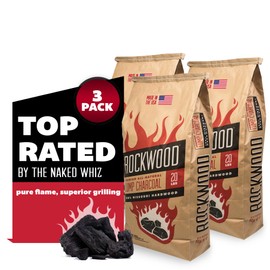 Rockwood Natural Hardwood Lump Charcoal - 20 Lbs Lump Charcoal for Grilling & Smoker - USA Oak, Hickory, and Cherry Wood Mix - BBQ Charcoal - Charcoal for Grilling - No Fillers (3 Packs)