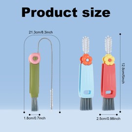 2pcs 3-in-1 Cup Lid Cover Gap Cleaning Brush, Multi-Functional Bottle Cap Gap Cleaning Brush Household Cleaning Tool Bottle Cleaning Brush (Mixed Colors)
