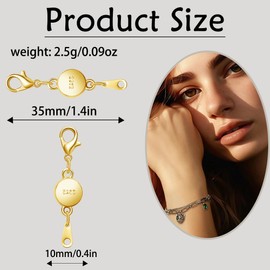 S925 Silver Magnetic Jewelry Clasps, Round Necklace Clasps and Closures, Gold Silver Magnetic Clasp Converter for Jewelry Making Supplies (3golden+3silvery)
