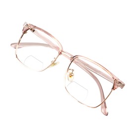 Bifocal Reading Glasses for Women/DownMen, Computer Reading Glasses, Classic Retro Square Eyewear Reduce Fatigue (Pink, Up+0.00/Down+2.00 Magnification)