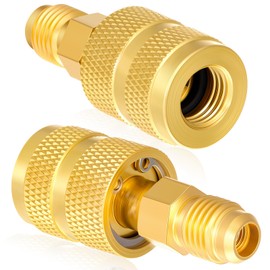 Otoolling 2 Pcs R-410A 134A R22 R290 R600a Refrigerant Brass Adapter 1/4" Female to 1/4" Male Thread Adapter Heavy Duty HVAC Quick Connect Fittings Low Loss for Refrigerant Tanks Mini Split Systems