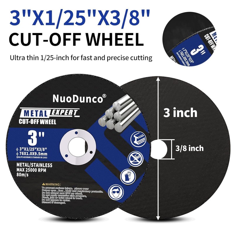 NuoDunco 10Pack 3 Inch Cut Off Wheels with 1/4 Stem