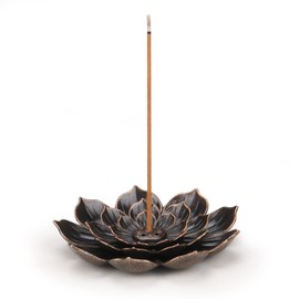 SLKIJDHFB Lotus Incense Holder Brass Stick Incense Holder Cone Coil Incense Burner with Detachable Ash Catcher for Home Office Yoga Meditation