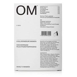 OM - Hyaluronic Acid Masks - Cloth Mask - Pack of 5 - Made in Germany, No Synthetic Dyes, No Animal Testing