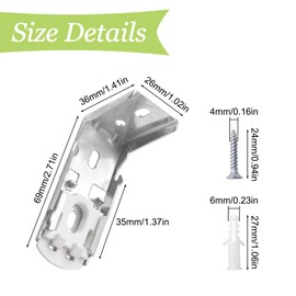 UFURMATE Curtain Brackets for Blinds, 4 Pcs Metal L- Shaped Brackets Honeycomb Blinds Bracket Snap Clips Side Mounting Blind Headrail Holder Replacements for Cellular Shades
