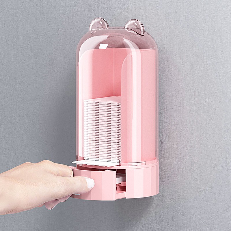 Cotton Pad Dispenser Automatic Dustproof Transparent Wall Mounted Wall Mounted
