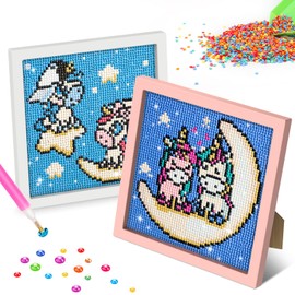 MOGTAA 2 Pack Diamond Painting Kits for Adults with Frame, Full Drill Unicorn Diamond Art for Beginners, 5D Round Diamond Dots Kits Gem Art for Home Decor Gifts 7.1x7.1Inch