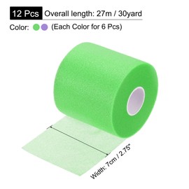 MECCANIXITY Pre Wrap Athletic Tape 30 Yards x 2.8 Inch Foam Under Wrap Tape Sports Prewrap Headband for Hair Ankles Wrists Hands Knees, Purple/Green 12 Rolls