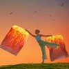 Baisdan 54"x45" Fire Worship Flags for Dance Church, Praise Dance