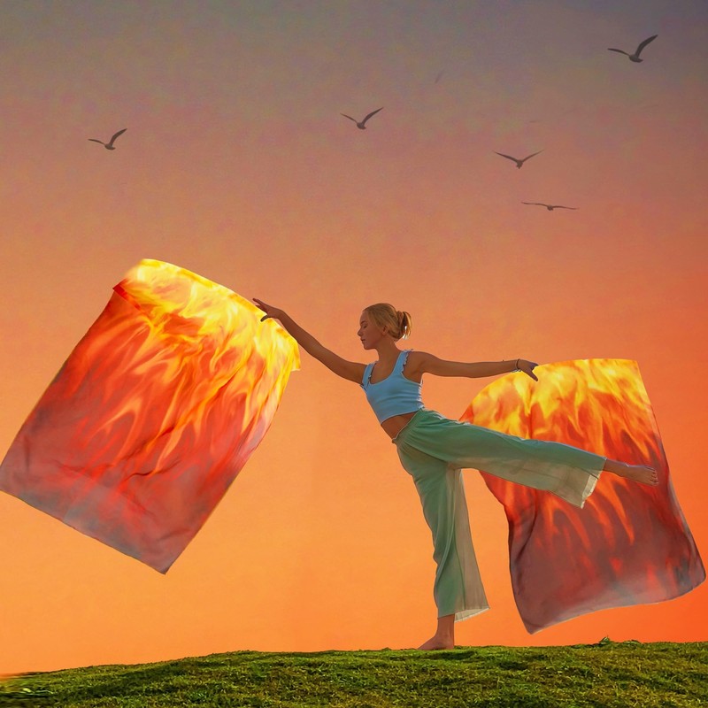 Baisdan 54"x45" Fire Worship Flags for Dance Church, Praise Dance