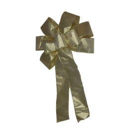 Dogwood Farm Market Metallic Soft Gold Wired Wreath Bow - Handmade 10" across - Christmas