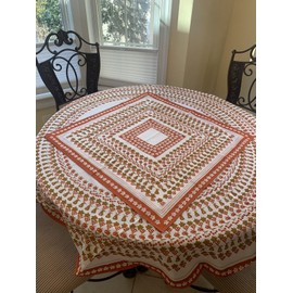 AdonisUSA Tablecloth Round 61" and 29.5"x29.5" Square overlay 2 pc. set. Color-orange