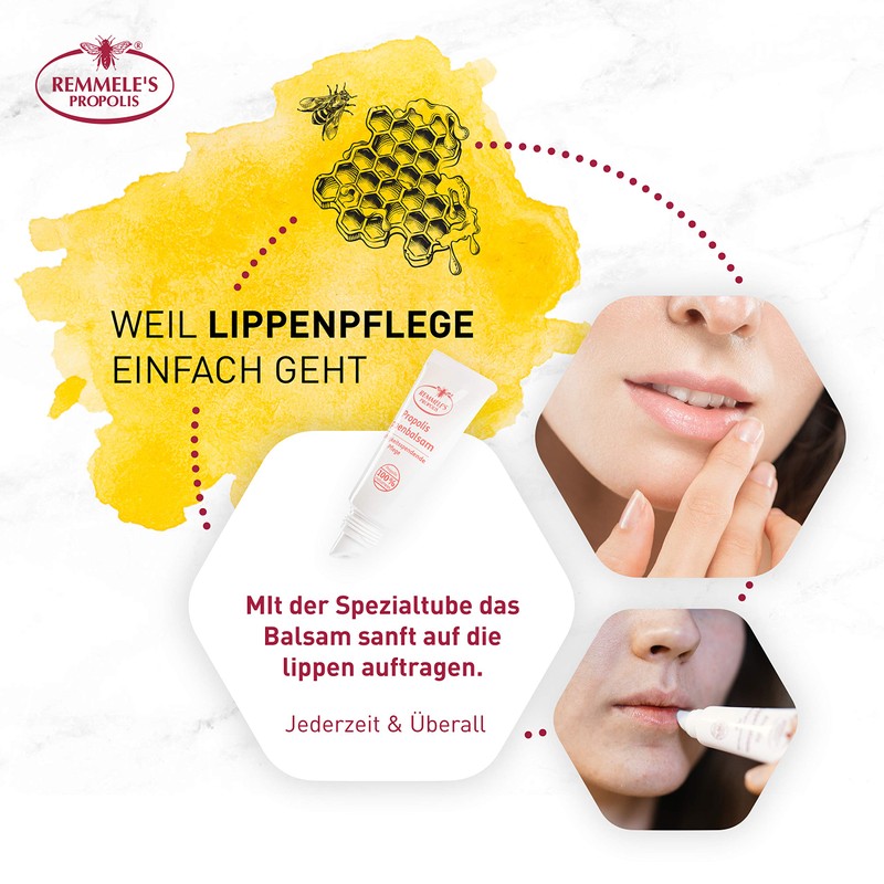 Remmele's Propolis Lip Balm 10 ml, Natural Lip Care for
