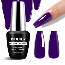 NXJ INFILILA Purple Gel Nail Polish, 15ml Dark Purple Nail Polish Deep Purple Color Gel Polish, Hema Free Soak Off UV Light Gel Polish Nail Manicure DIY Color Gel Gift for Women Girls