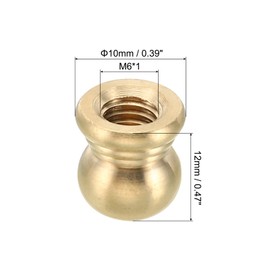 PATIKIL M6x1 Thread Brass Cap Nuts Knob, 10 Pack Lamp Finial Decoration Screw Caps Nut Handle Knob Decoration for Lighting Furniture Cabinet, 10mm
