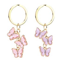 Hileyu Pack of 2 Bag Pendant Key Chain Cute Bag Charms Decoration Pendant Aesthetic Butterfly Flower Key Chain for Girls Women, butterfly