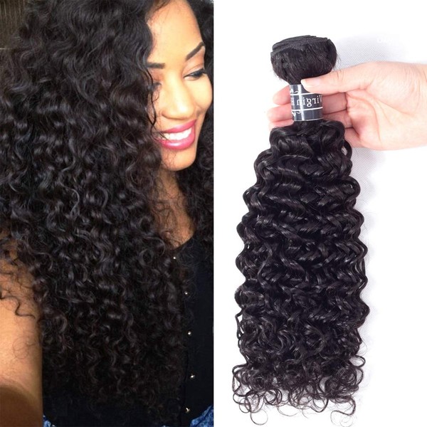 Amella Hair Brazilian Virgin Curly Hair Weave 1 Bundle 95g 8A 100% Unprocessed Brazilian Kinky Curly Hair Weave Virgin Human Hair Extensions Natural Color (14 inch)
