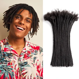 originea 100% Real Hair Dreadlocks Extensions 6 Inch Afro Kinky Black 60 Strands 0.4 cm Fashion Crochet Braiding Hair for Men / Women (6 Inches, 60 Strands)
