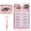 Natural False Eyelashes, Corner of Eyes, Thin Transparent Axis, Handmade,