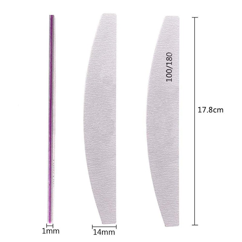 BREEZO 12PCS Professional Nail Files Double Sided Emery Board 100/180
