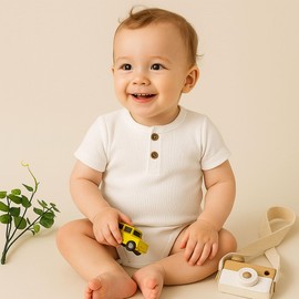 ROMPERINBOX Bamboo Onsies Baby Boy Short Sleeve 3 Pack Baby Bodysuit for Newborn Infant 0-24 Months, Viscose from Bamboo(Black/White/Blue,9-12 Months)