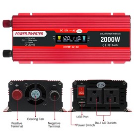 Car Power Inverter 12v to 110v 1000W/2000W(Peak) Power Inverters for vehicles Truck Home with Dual AC Outlets and 5V USB Charging Port inversor de corriente 12v a 110v (1000W)