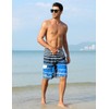 unitop Men's Beachwear Swim Trunks Quick Dry Striped Drawstring Blue-1