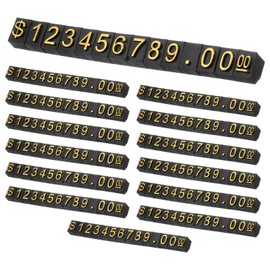 sourcing map 14 Set Price Display Cube, Adjustable Price Tag Stand Removable Mini Tag Number Letter Price Dollar Block Kit for Jewelry Retail Shop Price Signs (Black/Silver, 2.2" Length)