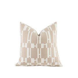 Croker Horse 2025 - Fundas de cojín de 22 x 22 pulgadas, color beige con letras H de chenilla, bordado de jacquard, estilo moderno de lujo, para sofá, cama, sala de estar, recámara