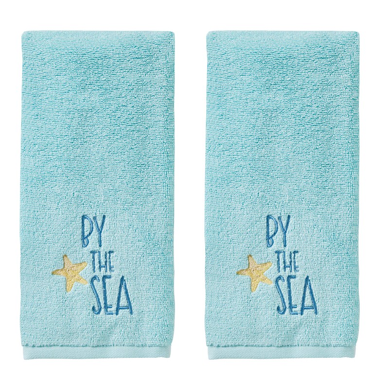 SKL Home Ocean Watercolor Hand Towel, Blue (2-Pack)