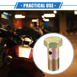 VekAuto Single Banjo Bolt Set, M12 x 1.25 Length 32 mm Metric Thread Turbo Brake Line Adapter Universal for Car Durable Metal Bronze Colour with Washers