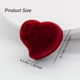FuninCrea Velvet Ring Box, Single Ring Holder Jewellery Gift Organizer Boxes Heart-Shaped Wedding Jewelry Box Case Small Wedding Engagement Ring Box for Marriage Gift Proposal Ceremony (Black)