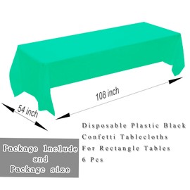 6 Packs Green Table Cloth | 54x108 inch | Plastic Table Cover Party | Plastic Tablecloth | Party Green Table Cloth Disposable Table Clothes for Parties, Christmas,Wedding,Birthday Parties Decorations