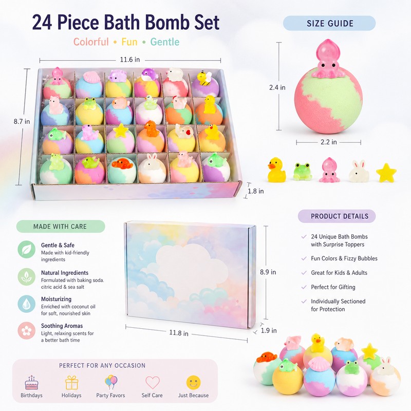 Kids Bath Bomb Set with Surprise Toys – Fizzy Bubble