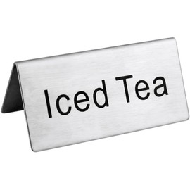 New Star Foodservice Stainless Steel Table Tent Sign (Silver (Iced Tea), 3 x 1.5-Inch (Set of 6))