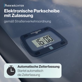 Parkwächter, Digital Parking Disc, Electronic Parking Meter, Automatic Digital Parking Disc According to Road Regulations, Digital Parking Disc for Car, Black, 111 mm x 72 mm x 25 mm