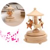 Cute Music Box Wooden Rotating Musical Box Wood Crafts Birthday