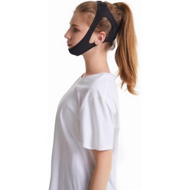 Anti Snoring Chin Strap, Snoring Solution Effective Anti Snore Device for Sleep, Breathable Stop Snoring Belt Sleep Support Strap Sleeping Aid Tools, Sleep Chin Strap for Men Women (Black)