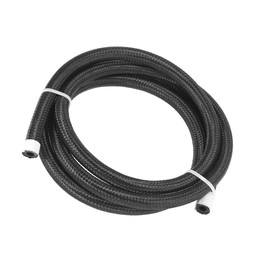 Motoforti Universal Car Fuel Gas Line Hose, AN4 1/4" 5ft, Nylon Stainless Steel, Black, 1 Pc