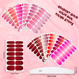 XEAOHESY 12 Sheets 168 Pieces Gradient Solid Color Nail Polish Strips, Self-Adhesive Pink Nail Polish Stickers, Red Nail Wraps, Nail Art Accessories