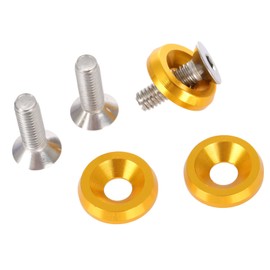 20Pcs Billet aluminum bumper fender M6 screw bolt washer engine bay dress up kit,Gold