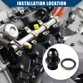Hihaha Fuel Fitting with Washer/Inner Fuel Line Male Flare Adapter for Car/Durable Aluminum Alloy Metric M18x1.5 to 8AN Male Flare Adapter / 1 Set Black