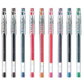 Pilot G-Tec C4 Gel Ink Rollerball Pen - 0.4mm Nib - 0.2mm Line - Pack of 9 Colours
