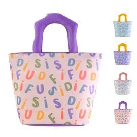 Homele Cute Lunch Bag, Insulated Lunch Box for Women Men Adults, Reusable Lunchbox Cooler Leakproof Aesthetic Small Lunch Tote Bag for Office Work Travel Picnic (Pink Letters)