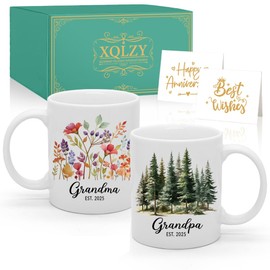 XQLZY New Grandparents Est 2025 Mug Set, Pregnancy Announcement Pregnancy Secrets Cup, Grandpa and Grandma Gifts, First Time Dad and Mom Mug, Celebration Gifts for New Grandparents