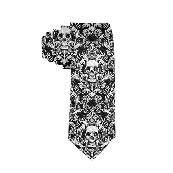Men's Casual Black White Skull Necktie Skeleton Halloween Funny Party Silk Tie, Skeleton Neck Tie for Mans Big Boys Girls Women's Youth Kids, Solid Tie, Necktie, Neckwear, Scarf, Neckcloth - Gift