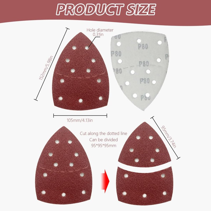 20PCS Mouse Sander Pads 11 Holes Mouse Sanding Sheets for